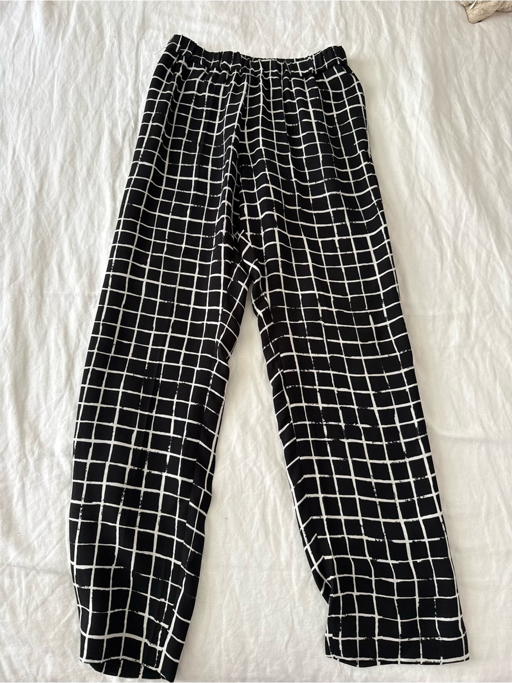 Dries Van Noten Black Grid Print Casual Pants Size 34